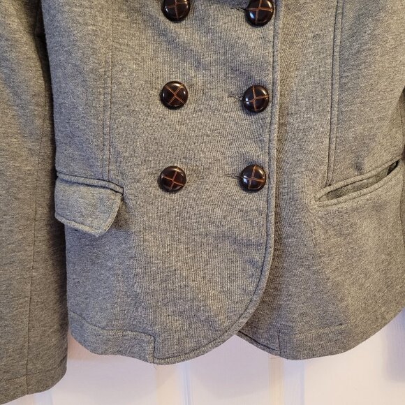 NWOT H&M Heather Grey Double-Breasted Stretch Lined Blazer /Peacoat - Picture 2 of 9